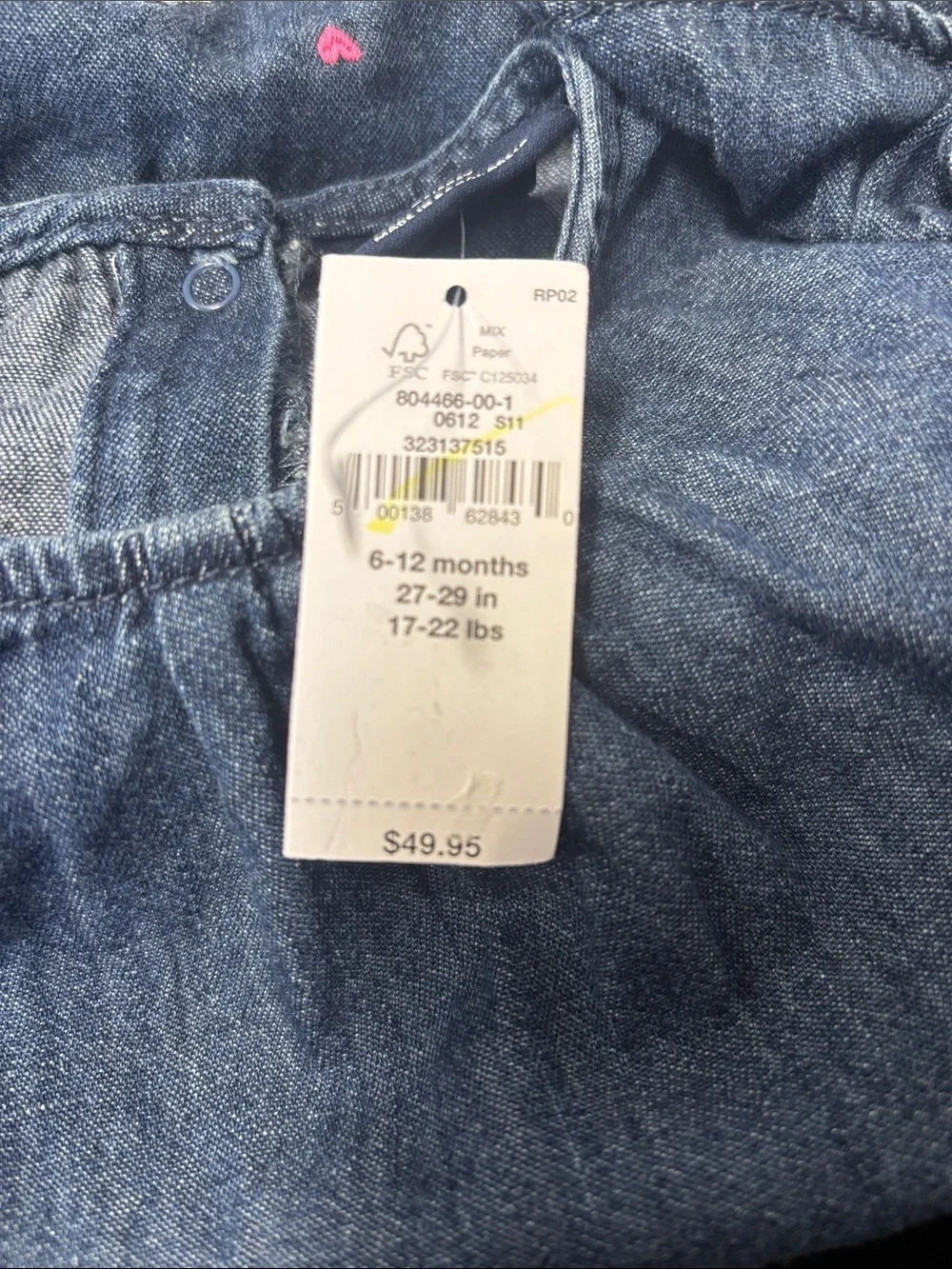 New! Baby GAP x Disney Denim Dress 6-12mo
